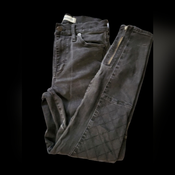 Madewell Women's Black Quilted. Zip Moto  High Rise 27 Jeans - Picture 13 of 16